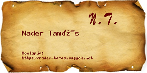 Nader Tamás névjegykártya